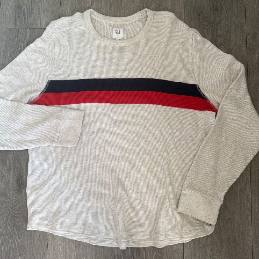 Gap Mens XL Waffle Knit Thermal Long Sleeve Preppy Layering Casual